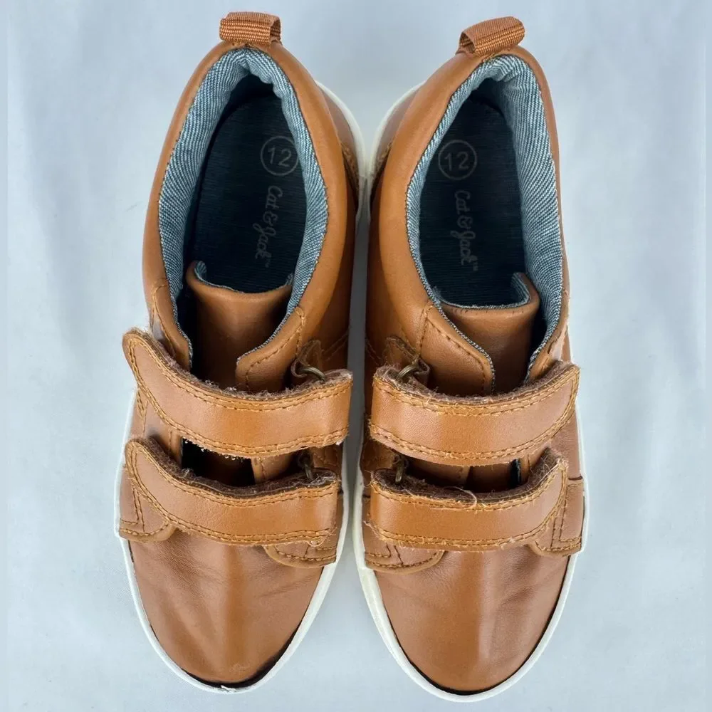 Cat & Jack Boys Hook and Loop Closure Brown Dress Shoes